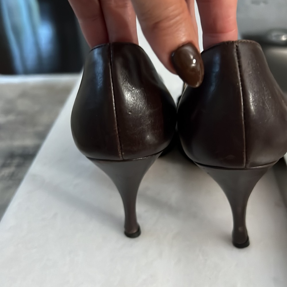 GUCCI vintage chocolate brown loafers with small pretty heel !!! - Picture 7 of 11